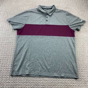 Nike Golf Shirt Men Extra Large XL Gray Burgundy Standard Fit DRI-FIT Activewear